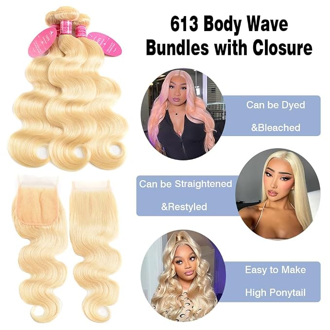 613 Body Wave Bundles with Closure