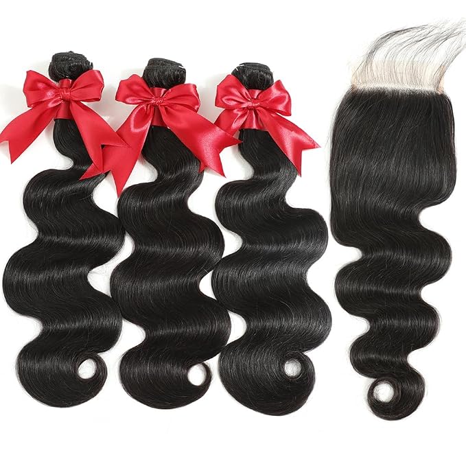 body wave bundles with 4x4 closure