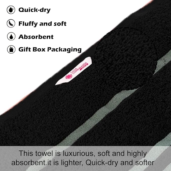 Exotic 6pcs Towel Set Dark Black