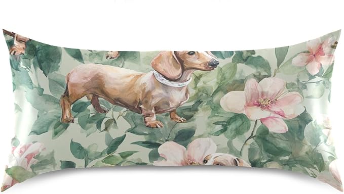Dachshunds Flowers Green
