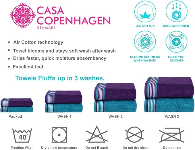 He & She 6pcs Towel Set Indigo-teal Green