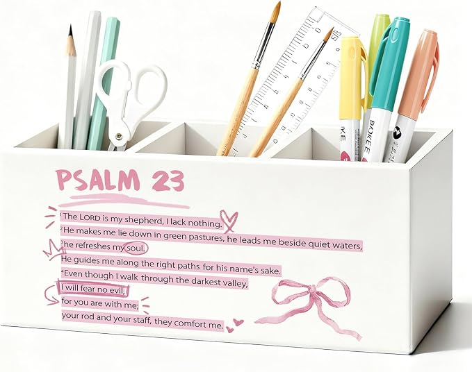 01-Pink Bow Christian Pen Holder(2)