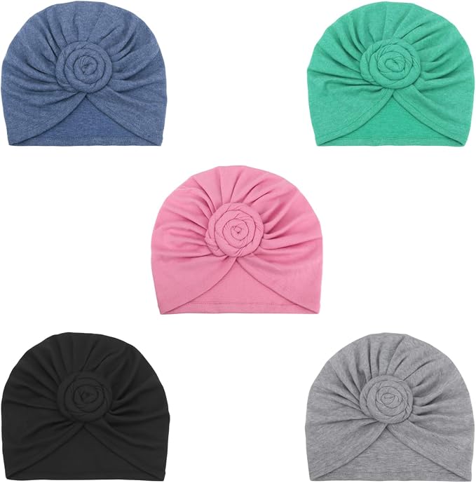 5 Pack Donut Flower : Navy, Turquoise, Maroon, Grey, Black