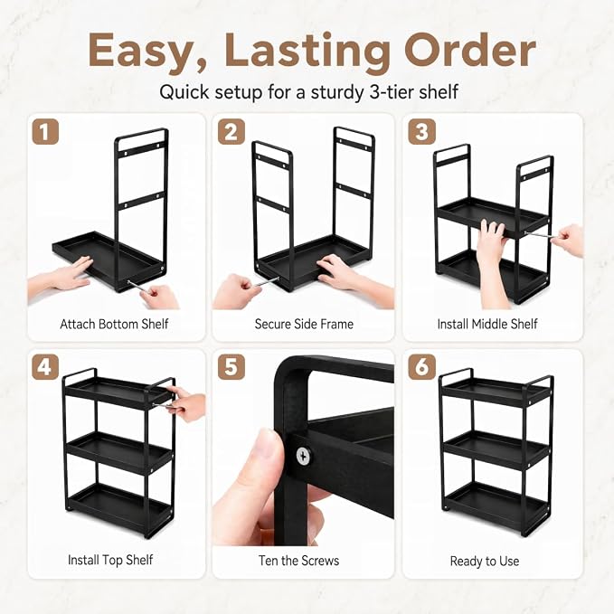 3-tier Black Wood Rack