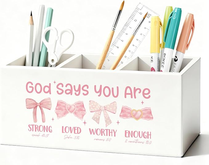 01-Pink Bow Christian Pen Holder(3)