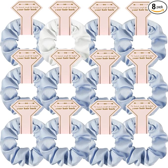 12PCS White & Dusty Blue
