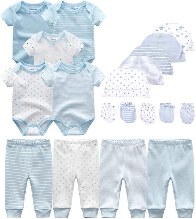 Sky Blue Stripe & Little Stars & Print Set