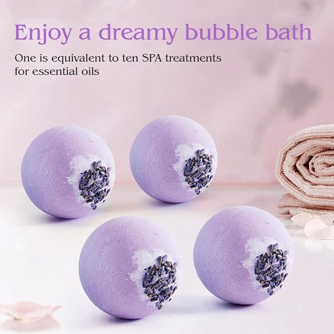 4pcs Lavender Dried Flower Bath Bombs