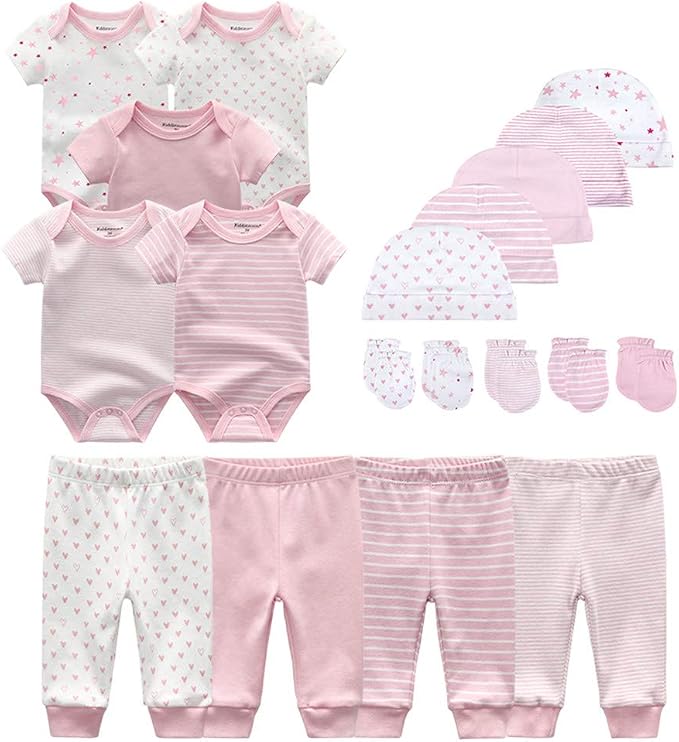 Pink Stripe & Little Stars & Print Set