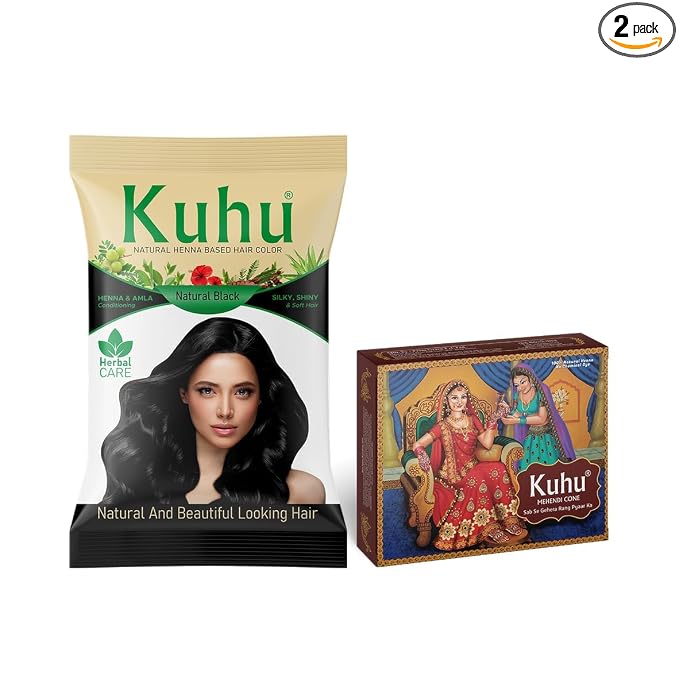 Natural Black Hair Color (Red Mehendi Cone Box)