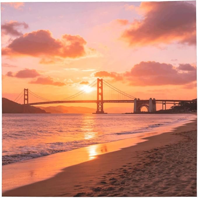 Beach Sea Bridge Clouds Sunset