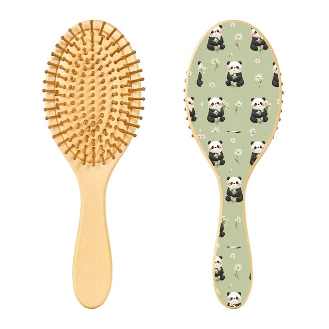 Green Cartoon Panda and Daisy