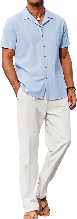 Light Blue Shirt/White Pants