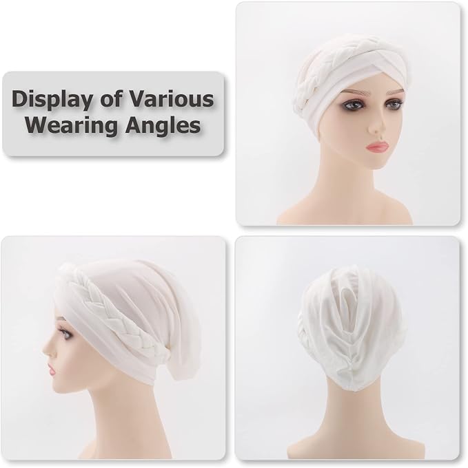 3 Pack Twisted Braid: Dark Grey/White/Dark Brown