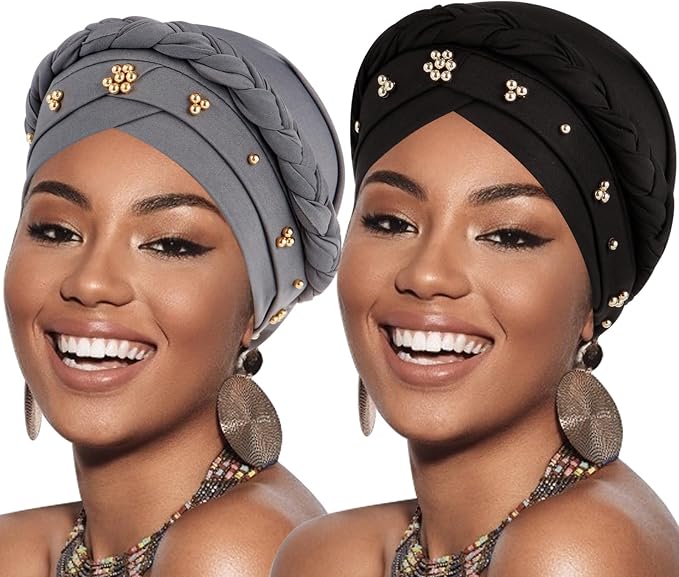2 Pack Twisted Braid: Gold Bead Black, Grey