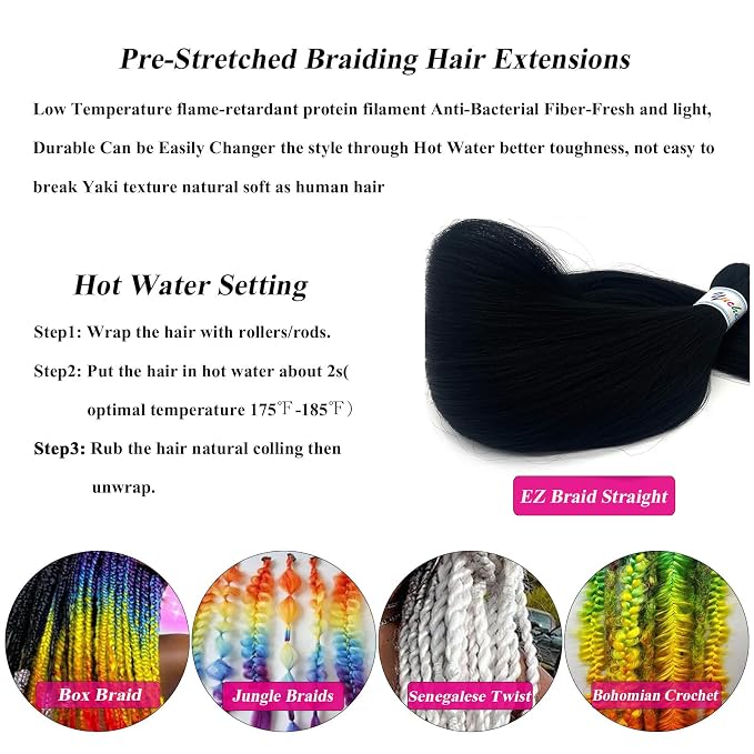 1B Black Braiding Hair 3 Packs