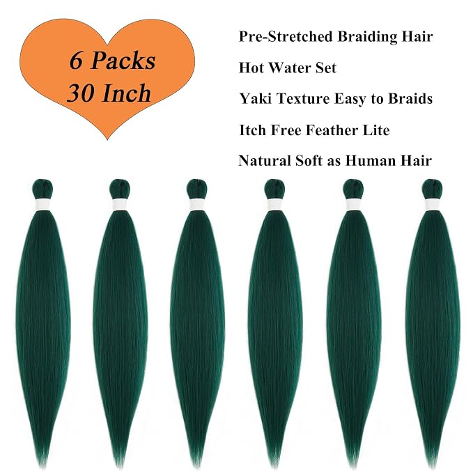 Dark Green Braiding Hair 6 Packs