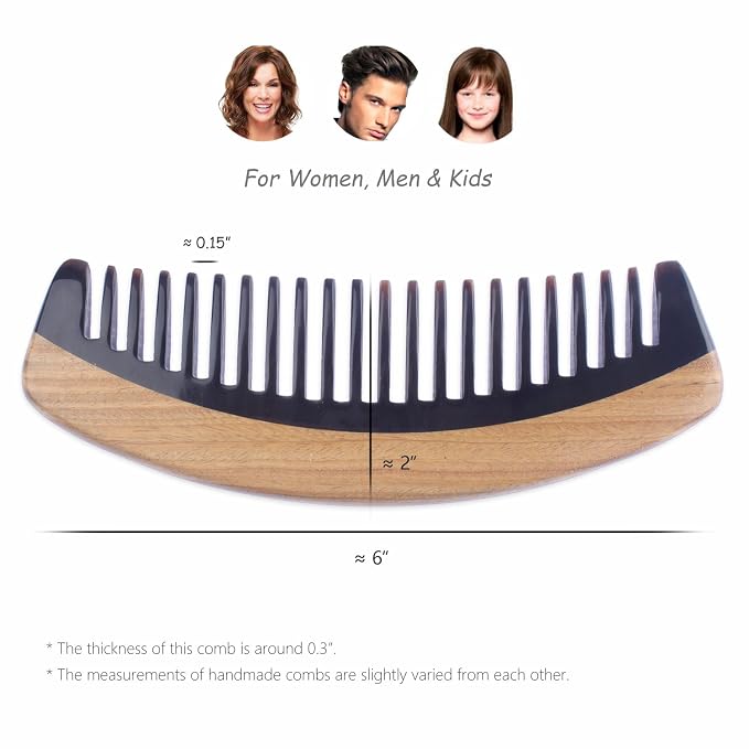 Black Buffalo Horn Wide Tooth
