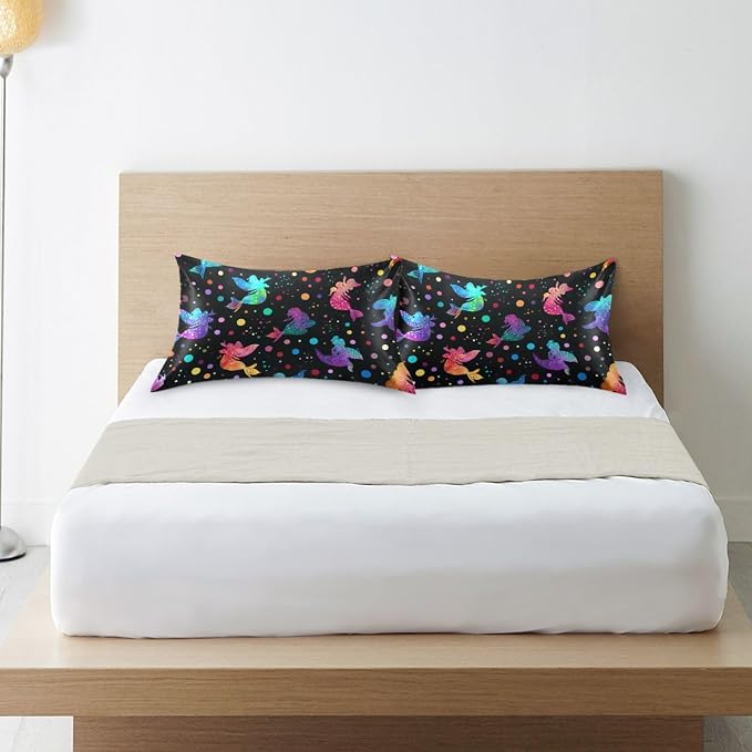Mermaids Silhouettes and Colorful Polka Dots