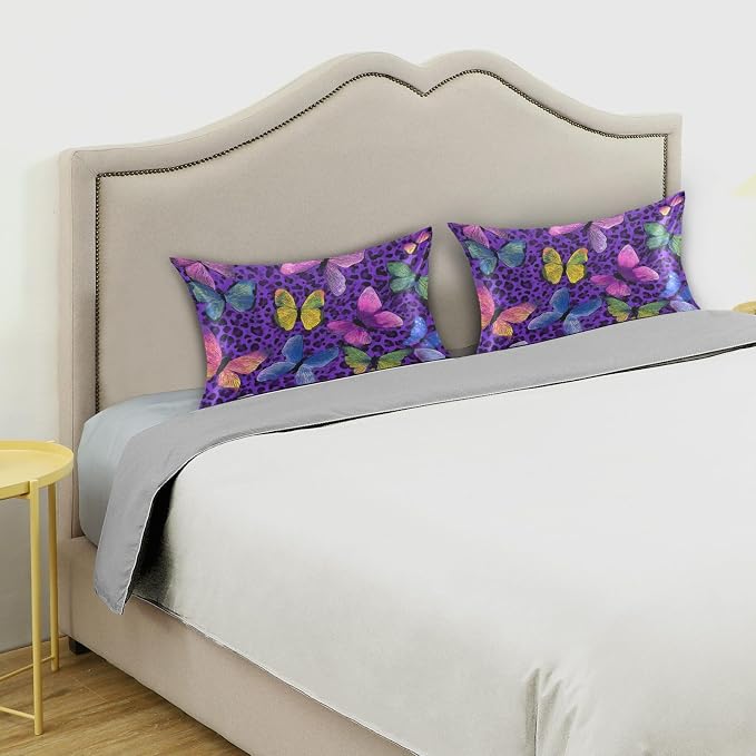 Colorful Butterflies and Purple Leopard Print