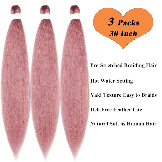 Dark Rose Gold Braiding Hair 3 Packs