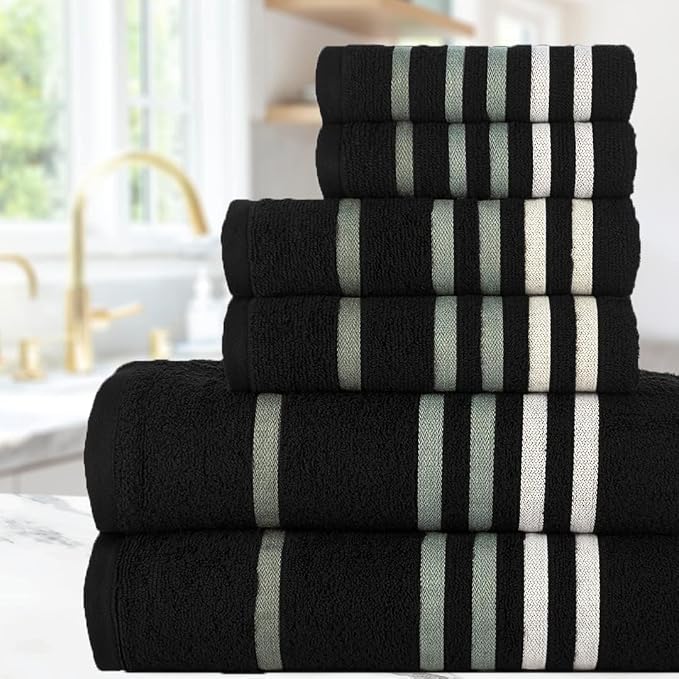 Exotic 6pcs Towel Set Dark Black