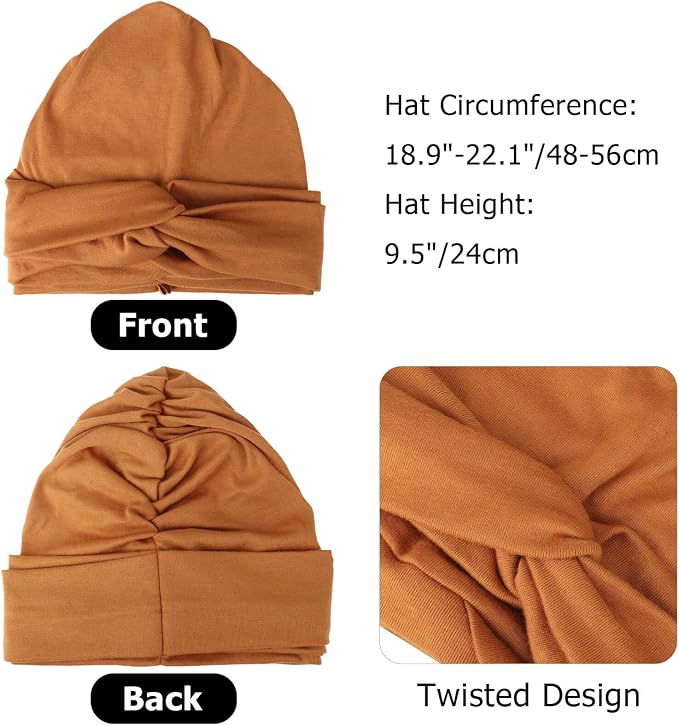 5 Pcs Cross Knotted Turban Hat: Solid Color B