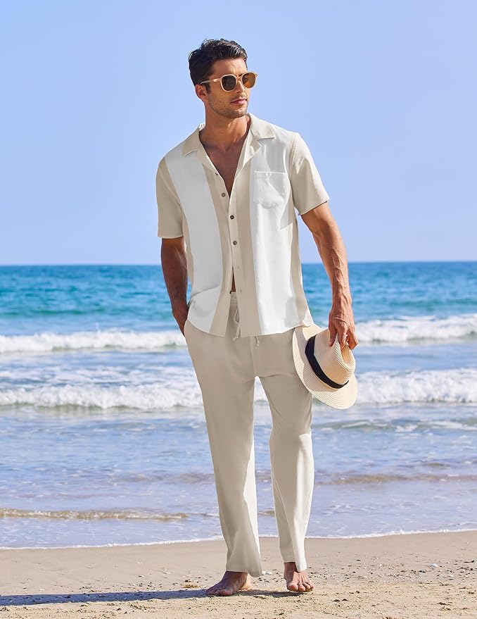 Khaki Patchwork White Shirt/Khaki Pants