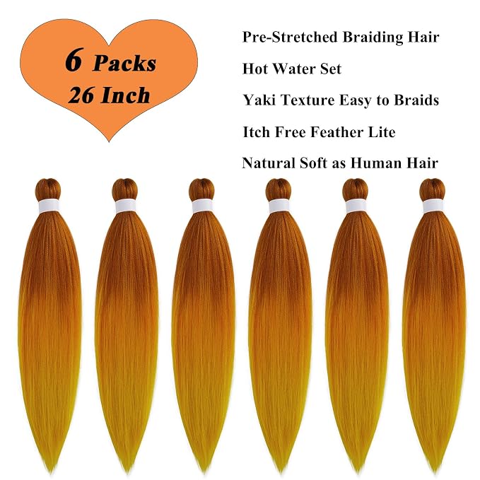 Ginger Golden Ombre Braiding Hair 6 Packs