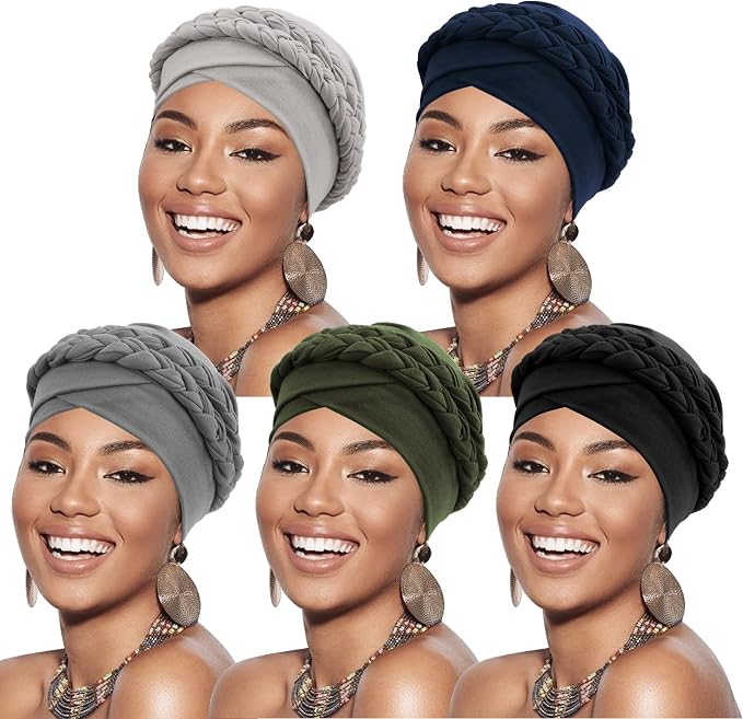 5 Pcs Double Twisted Braids: Dark Grey/Light Grey/Navy Blue/Black/Army Green