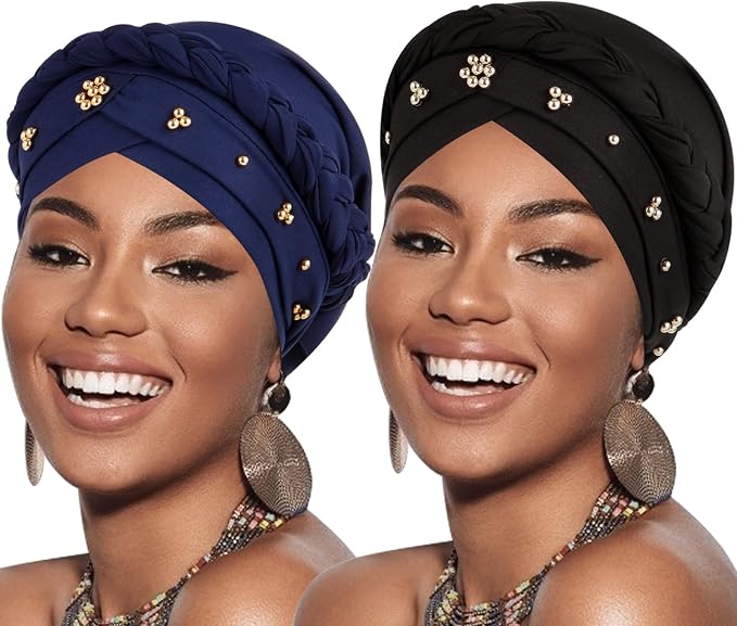 2 Pack Twisted Braid: Gold Bead Black, Navy Blue