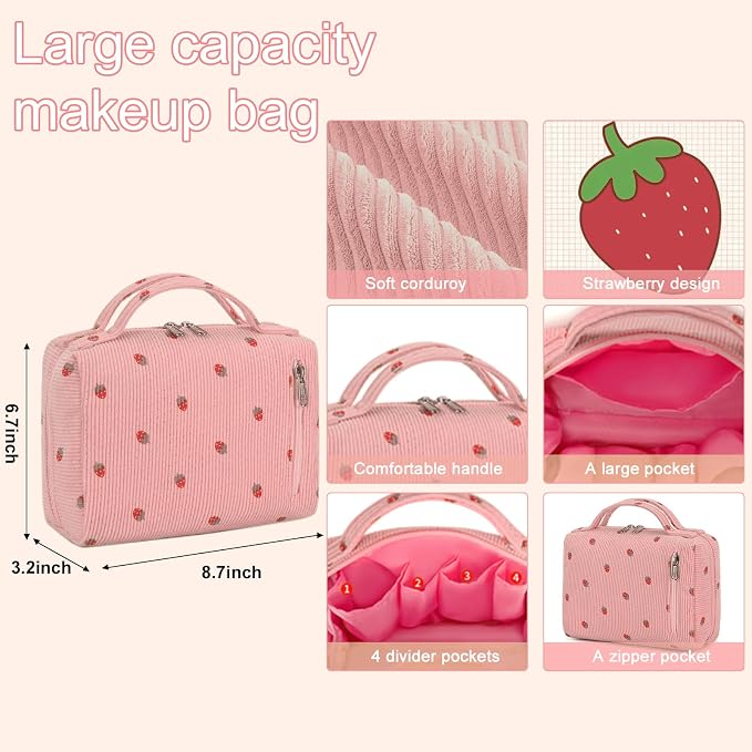 Corduroy Strawberries Pink