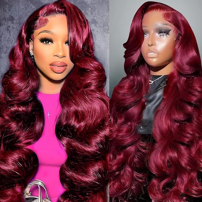 99J Body Wave Burgundy Lace Front Wigs Human Hair