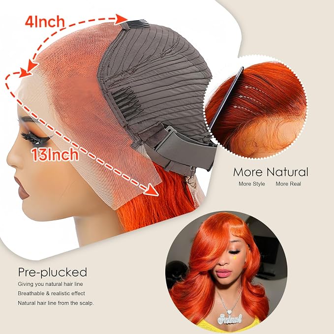 Ginger Wig Human Hair