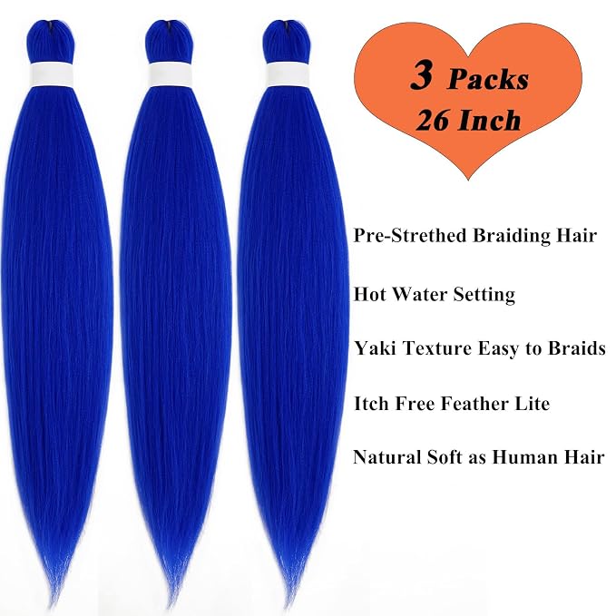Dark Blue Braiding Hair 3 Packs