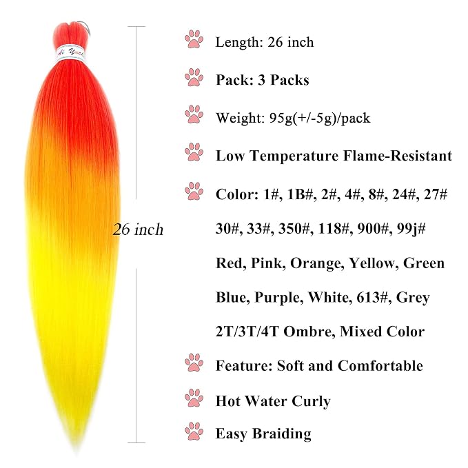 Orange Ombre Braiding Hair 6 Packs