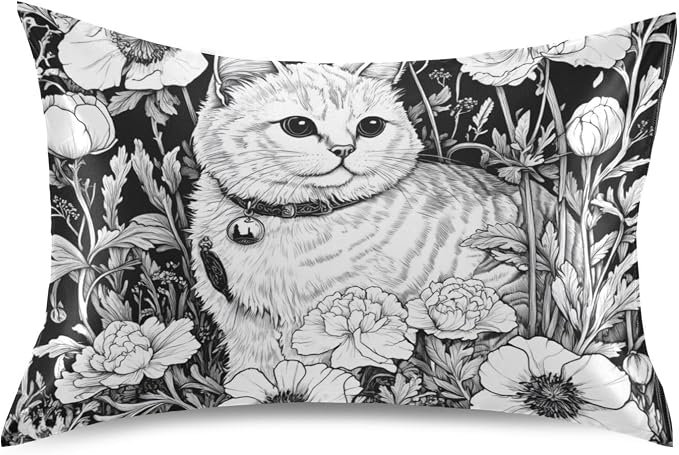 Scottish Fold Ink Peonies Black