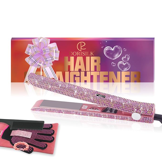 Rose Pink Rhinestone Straightener