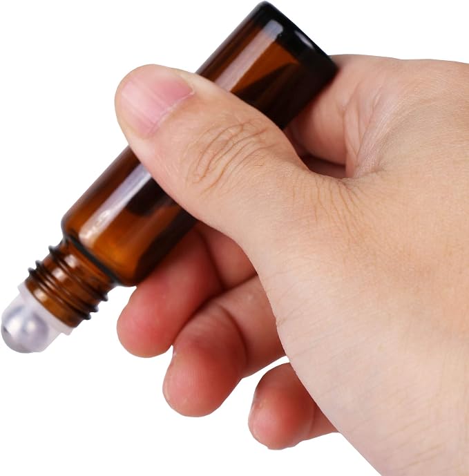 100 PACK Amber Roller Bottles