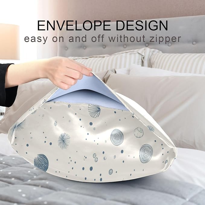 Light Beige Blue Fish Dots Ocean Minimalist
