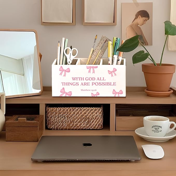 01-Pink Bow Christian Pen Holder(5)