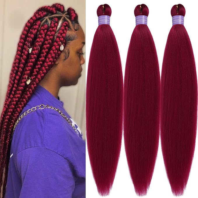 Burgundy Braiding Hair Pre Stretched