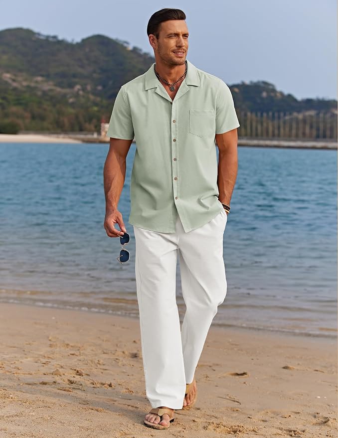Sage Green Shirt/White Pants