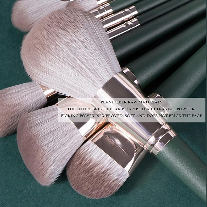 14 Green Brushes + Envelope Bag