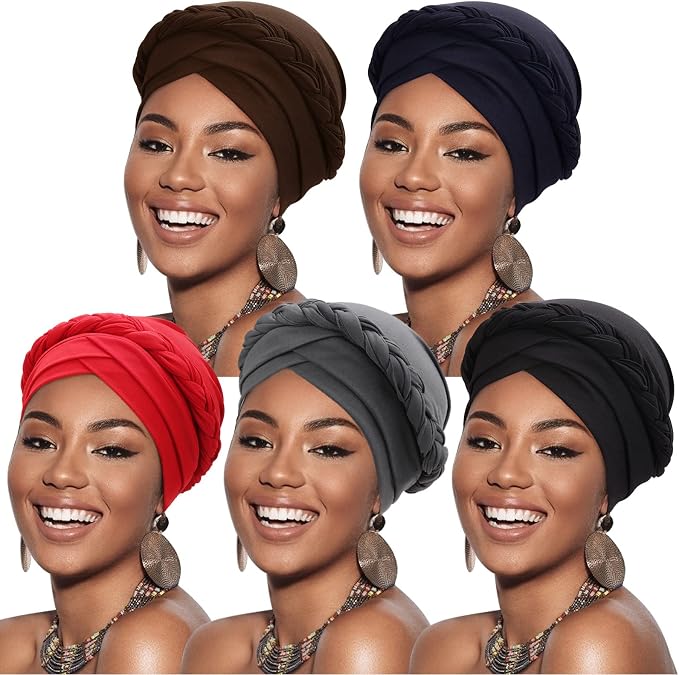 5 Pcs Twisted Braid: Black, Gray, Coffee, Navy, Red