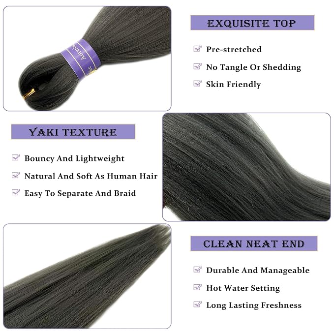 Gray Braiding Hair Pre Stretched