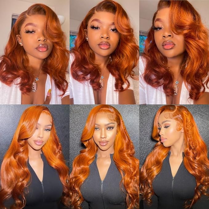 Ginger Body Wave Lace Front Wigs Human Hair