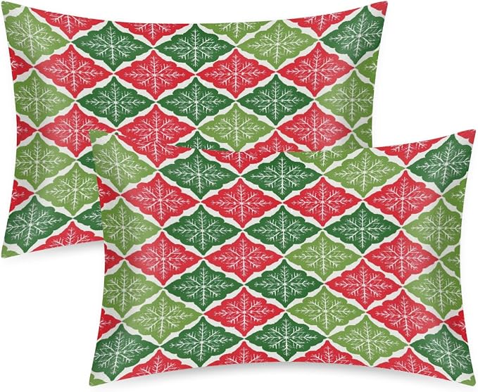 Red Green Snowflakes Retro