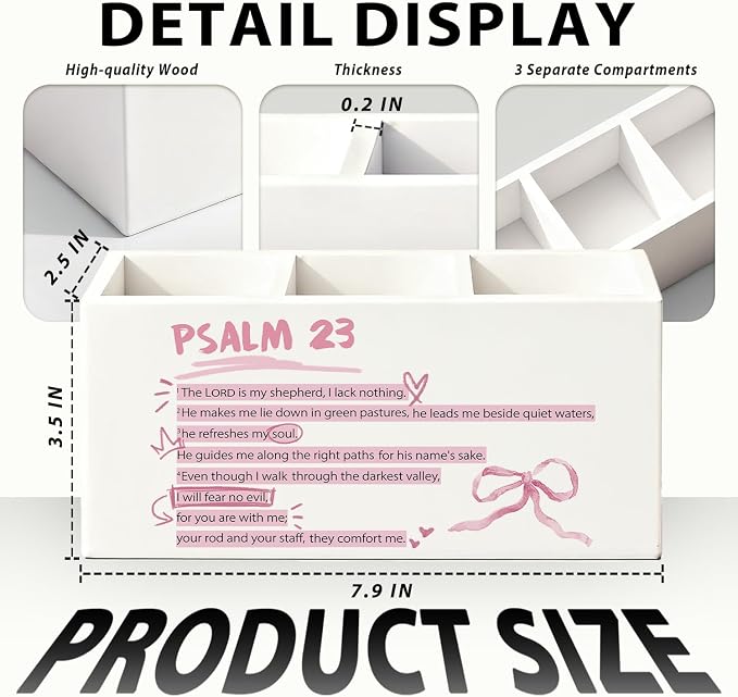 01-Pink Bow Christian Pen Holder(2)