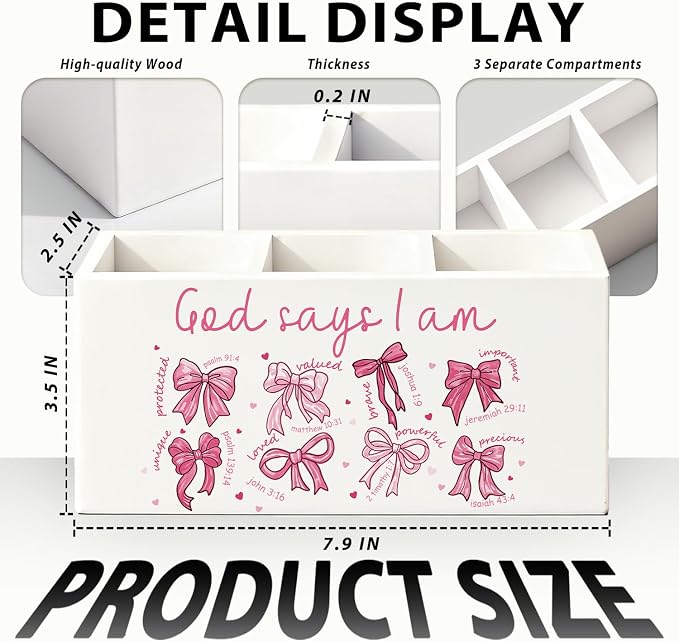 01-Pink Bow Christian Pen Holder(4)